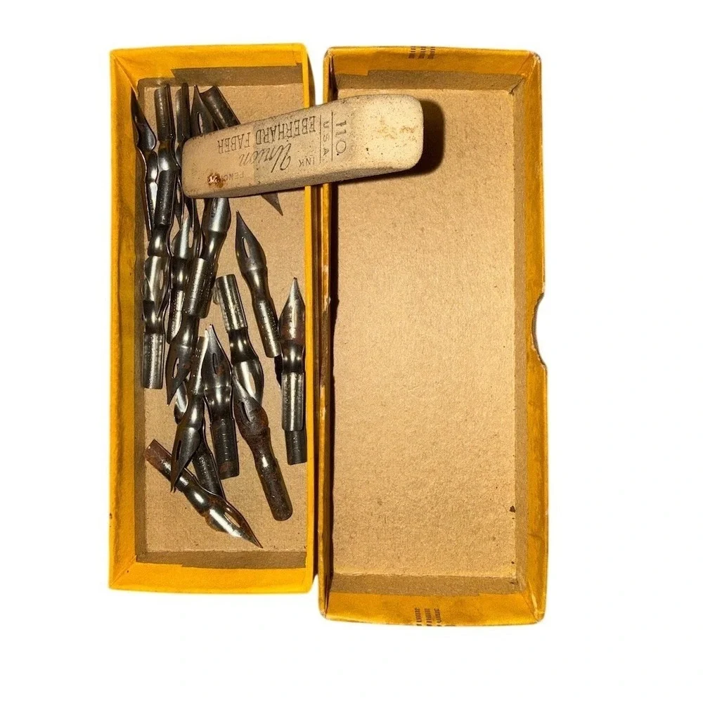 Vintage‎ Eberhard Faber Union No. 110 Ink & Pencil Eraser Box Dip Pen